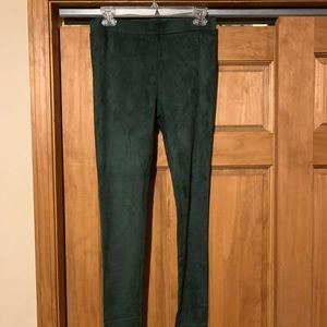 Green velvet leggings
